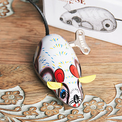 ゼンマイ式で動くカラフルネズミさん　インドのレトロなブリキのおもちゃ - サブ3