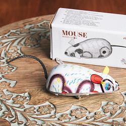 ゼンマイ式で動くカラフルネズミさん　インドのレトロなブリキのおもちゃ - サブ4