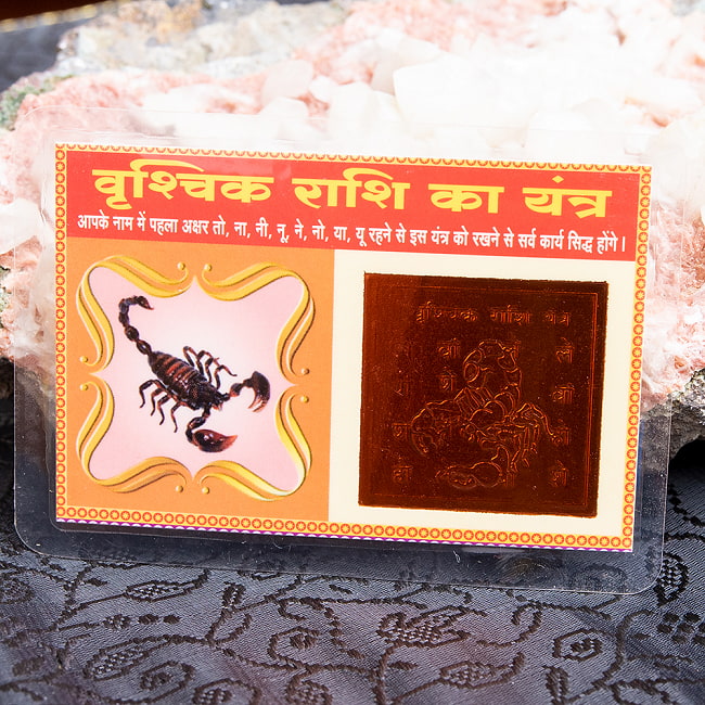インド占星術の星座カード　ヴリシュチカ座　（蠍座）　お守りの写真1枚目です。インド叡智、インド占星術の星座別カードです。星座,インド占星術,星占い,ヤントラ,神様,インド,
