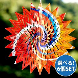 【自由に選べる6個セット】カラフルコスモスピナー 太陽で輝き風で動くモビール- サイケ柄（8インチ）の商品写真