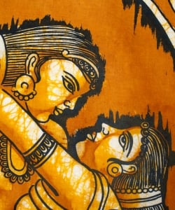 [小サイズ]バティック染めのタペストリー風神様布 - カーマ・スートラ[約50x85cm] - サブ2