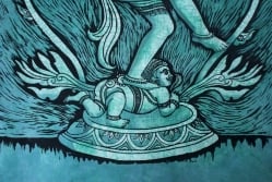 [大サイズ]バティック染めのタペストリー風神様布 - ナタラジ（ダンシングシヴァ）[約85x130cm] - サブ4