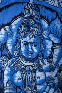 [大サイズ]バティック染めのタペストリー風神様布 - ドゥルガー[約85x130cm] - サブ2