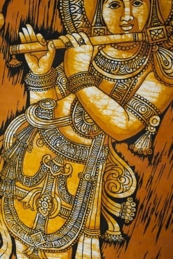 [大サイズ]バティック染めのタペストリー風神様布 - クリシュナ[約85x130cm] - サブ3