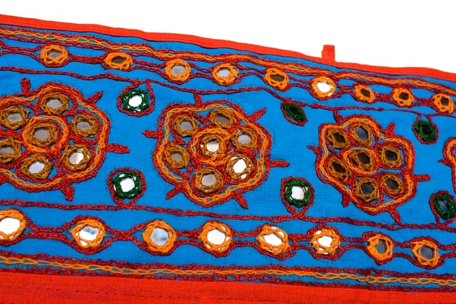 インドの飾りのれん　【花・象】 水色　アソート 2 - とても可愛くミラーが縫い付けられています