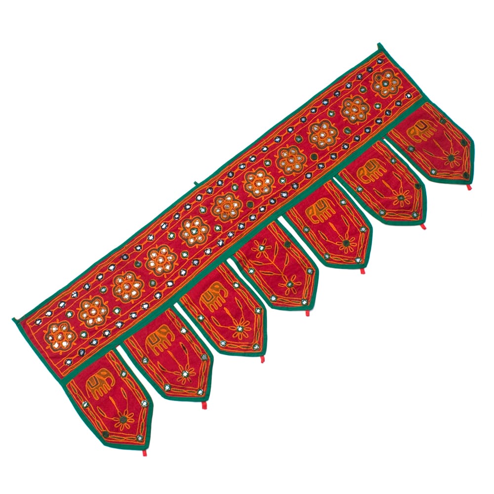 値下げインドラジャスタン　ミラー￼刺繍のれん13300 インドラジャスタンミラー￼刺繍のれん