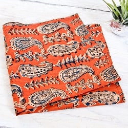 昔ながらの木版染め伝統模様布ハンカチ - オレンジの商品写真