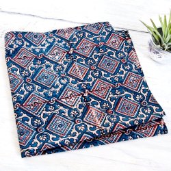 南インドの木版染めアジュラック布ハンカチ　ブルーの商品写真