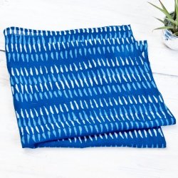 昔ながらの木版染め伝統模様布ハンカチ - ブルーの商品写真