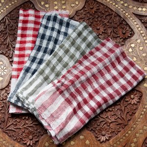 【約40cm×約40cm】インドのコットンダスター 4枚セット