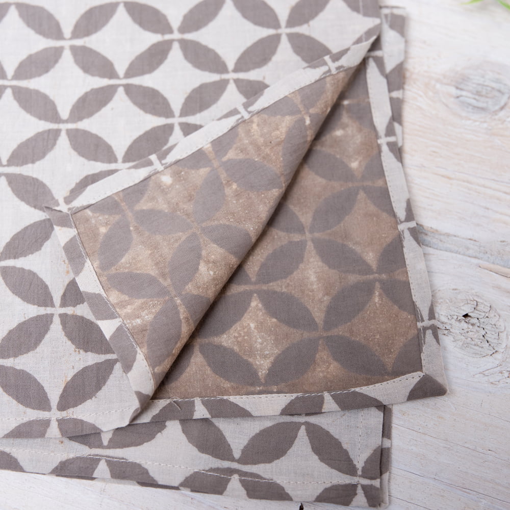 昔ながらの木版染めウッドブロック布ハンカチ - グレー3枚目の説明写真です