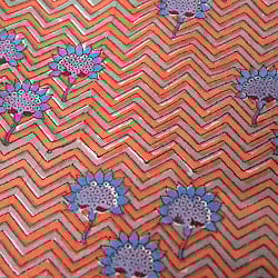 昔ながらの木版染めウッドブロック布ハンカチ - オレンジ - サブ2