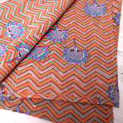 昔ながらの木版染めウッドブロック布ハンカチ - オレンジ - サブ3