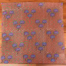 昔ながらの木版染めウッドブロック布ハンカチ - オレンジ - サブ4