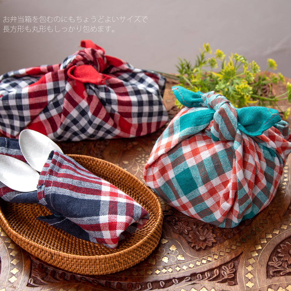 【約50cm×約50cm】インドのコットンキッチンクロス4枚目の説明写真です