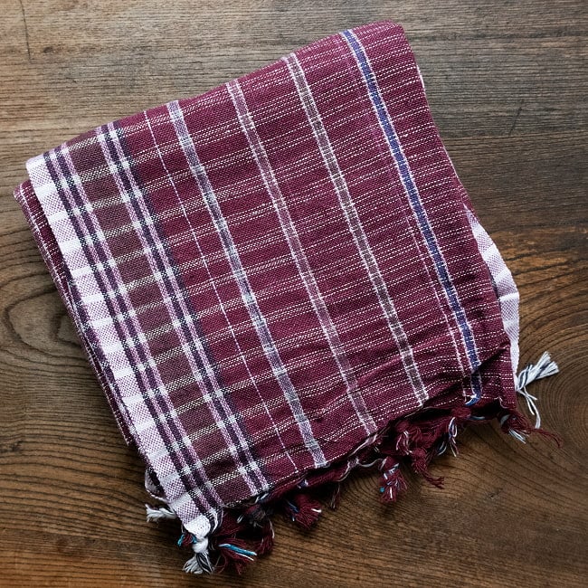 ガムチャと呼ばれるインドの万能布【約160cm×約73cm】 13 - 8：パープル