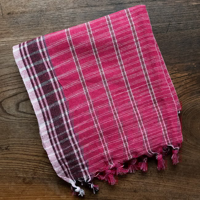 ガムチャと呼ばれるインドの万能布【約160cm×約73cm】 16 - 11：ピンク