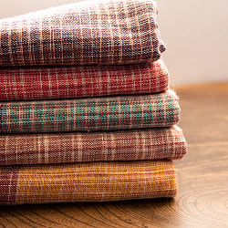 【約78cm×約160cm】インドの手紡ぎ布　カディコットンのガムチャ - サブ2