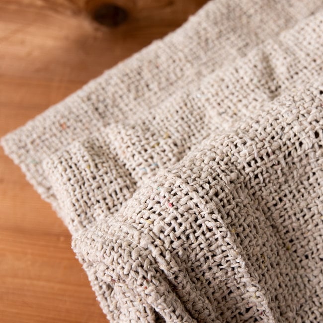 【約45cm×約45cm】現地からそのまま！インド仕様のざっくり編み雑巾 2 - リサイクルコットンを使用して編まれています