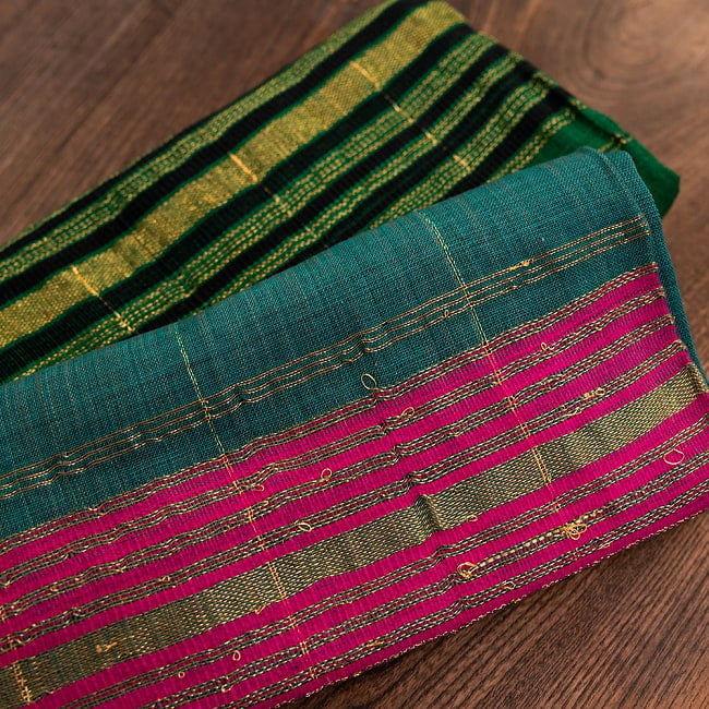 ガムチャと呼ばれるインドの万能布【約200cm×約48cm】 11 - 2：グリーン