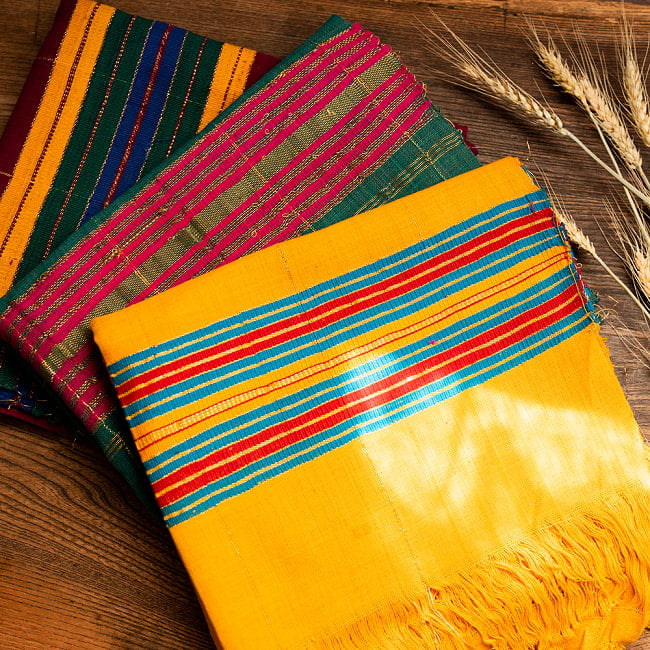 ガムチャと呼ばれるインドの万能布【約200cm×約48cm】 2 - ビビッドカラーの組み合わせが素敵です