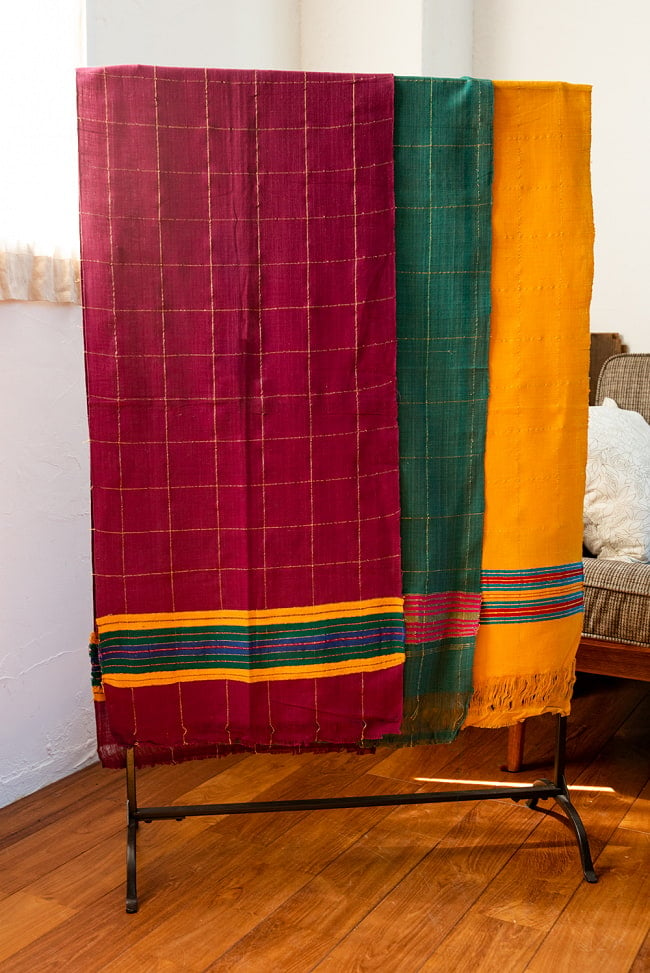 ガムチャと呼ばれるインドの万能布【約200cm×約48cm】 6 - サイズはおおよそのサイズで、個体差がありますのでご了承ください