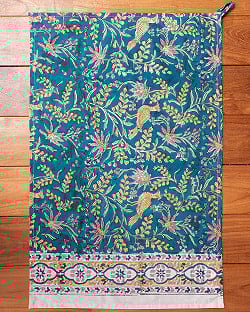 多用途に使える ボタニカルデザイン コットン ティータオル 伝統的な美しい木版染め〔約70cm*約45cm〕 - サブ2