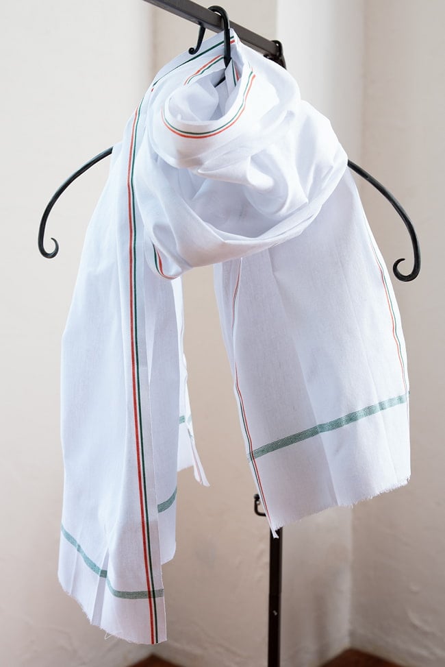 ガムチャと呼ばれるインドの万能布【約156cm×約68cm】 5 - 首に巻いて使ってもよいサイズです