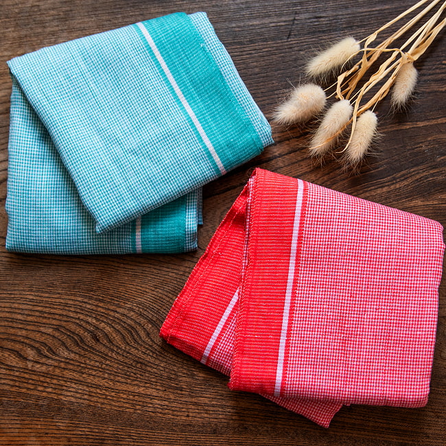 ガムチャと呼ばれるインドの万能布【約170cm×約75cm】 2 - シンプルなデザインが可愛い！