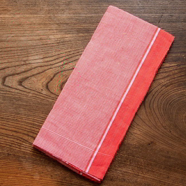 ガムチャと呼ばれるインドの万能布【約170cm×約75cm】 9 - 1：レッド