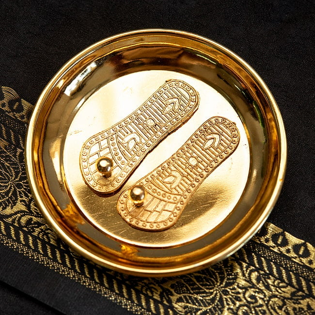 神様の履物 - パドゥカプレート　(金) 大の写真1枚目です。シンプルで美しいお皿ですパドゥカ,幸運,お守り,ラクシュミー,ラーマ
