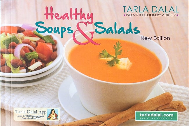 Soups & Saladsの写真1枚目です。スープやサラダのレシピがたくさん載っていますインド料理 レシピ本,レシピ本,インド料理,Tarla Dalal