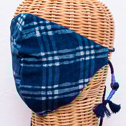 布の宝石！アジュラック＆藍染　エスニックマスク　フリンジ - サブ5