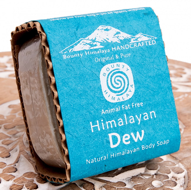 ヒマラヤン　デュー　ソープ【ＢＯＵＮＴＹ　ＨＩＭＡＬＡＹＡ】 - Himalayan Dew Natural Himalayan Body Soap【手作り石鹸・100g】の写真1枚目です。ネパールで手作りされた石鹸ですネパールの石鹸,ハンドメイド,ハンドメイドソープ,手作り,カトマンズ,老舗,ソープ,石鹸,ティラキタ自社輸入化粧品