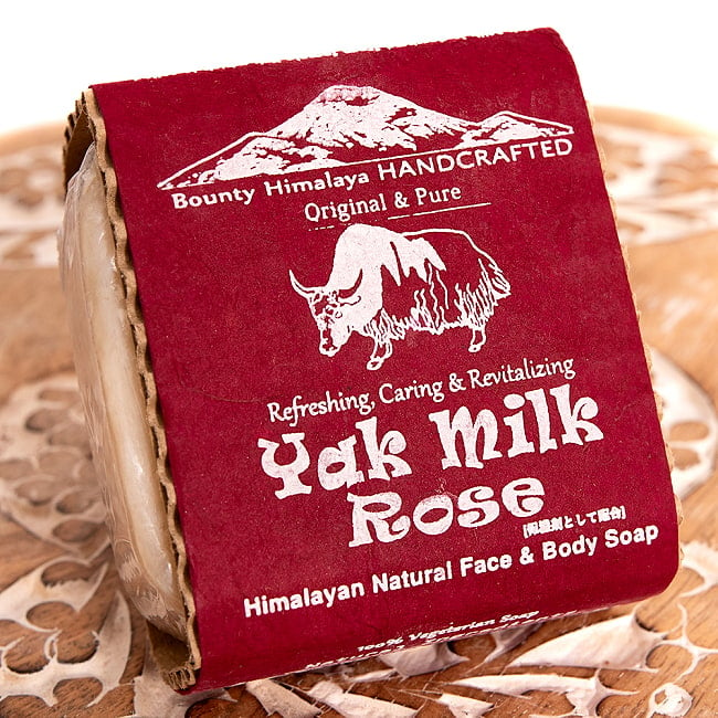 リフレッシング　ナチュラル　ボディ＆フェイス　ソープ【ＢＯＵＮＴＹ　ＨＩＭＡＬＡＹＡ】 - Yak Milk Rose himalayan Body & face Soap【手作り石鹸・100g】の写真1枚目です。ネパールで手作りされた石鹸ですネパールの石鹸,ハンドメイド,ハンドメイドソープ,手作り,カトマンズ,老舗,ソープ,石鹸,ティラキタ自社輸入化粧品