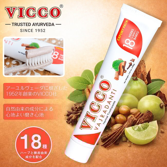 ヴィッコ ヴァジュラダンティ - VICCO VAJRADANTI Herbal Toothpaste 100g 【VICCO】の写真