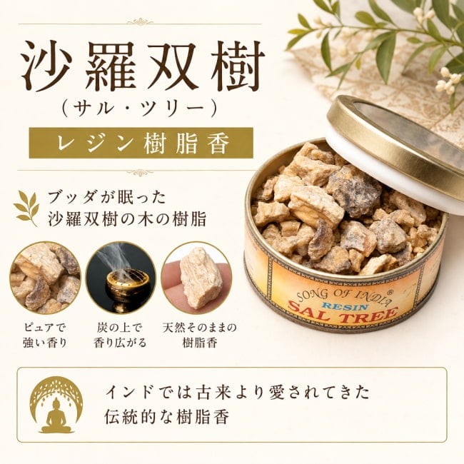沙羅双樹,サル・ツリー,Sal Tree,インド香,アラブ香,レジン香,樹脂香,薫香