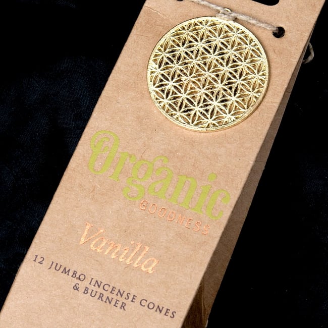 お香立つきOrganic Goddessコーン香ギフトセット - バニラの写真1枚目です。パッケージのアップですギフト,お香,インセンス,バニラ,Vanilla