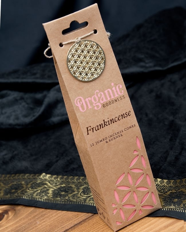 お香立つきOrganic Goddessコーン香ギフトセット - 乳香-フランクインセンス 2 - パッケージの全体写真です