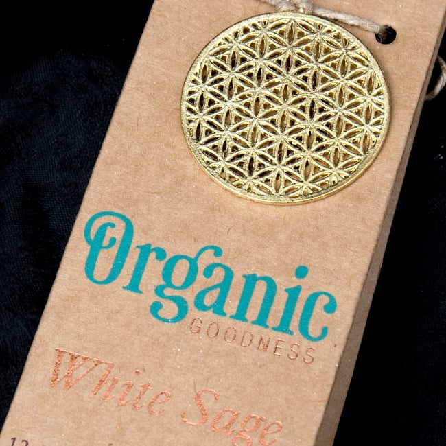 お香立つきOrganic Goddessコーン香ギフトセット - ホワイト・セージの写真1枚目です。パッケージのアップですギフト,お香,インセンス,ホワイト・セージ,White Sage
