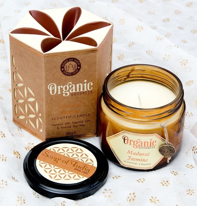 フレグランスキャンドル・ギフトセット - ORGANIC GOODNESS  - マドゥライ・ジャスミンの写真ギフト,プレゼント,手土産,フレグランスキャンドル,ろうそく,ろうそく　香り,お香,キャンドル
