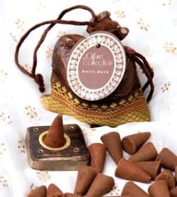 オーガンジーの袋入りコーンお香セット - ホワイト・ムスク - サブ3