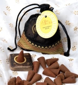 オーガンジーの袋入りコーンお香セット - パチュリー・ノワール - サブ3