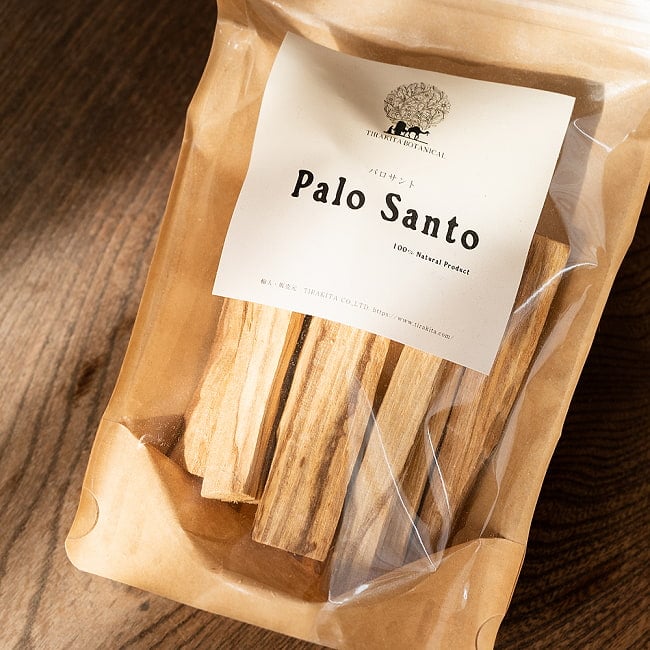 パロサント　天然の香木〔約100g〕品質の良いペルーのピウラ産　PALO SANTO　チャック付き袋　ヨガや瞑想　浄化などへ 2 - パッケージの拡大写真です
