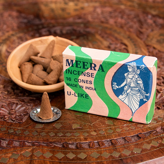 Meera コーン香 U-LIKE （ユーライク）の香りの写真1枚目です。味わい深いパッケージのお香です。Meera,Mirabai,インセンス,お香,香,コーン香