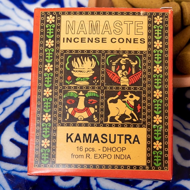 ナマステ香シリーズ　カーマ・スートラ香　NAMASTE　NATURAL INCENSE CONES 2 - パッケージ拡大写真です