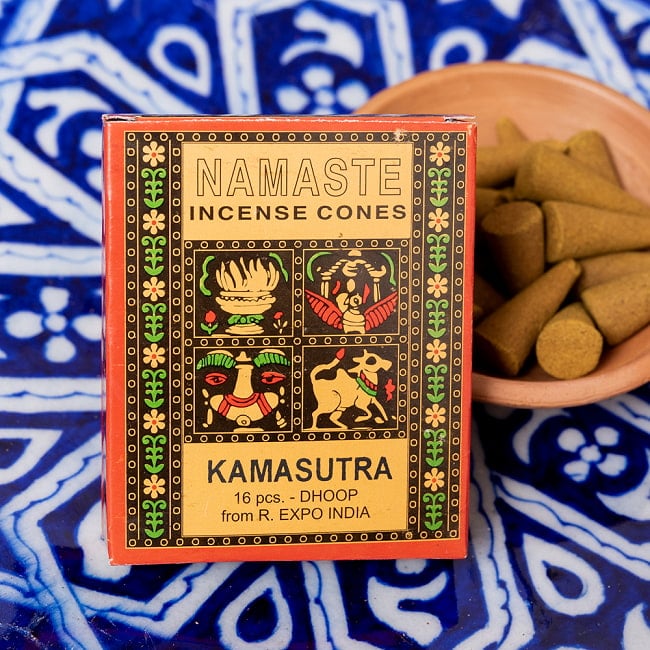 ナマステ香シリーズ　カーマ・スートラ香　NAMASTE　NATURAL INCENSE CONESの写真1枚目です。黄道十二星座をモチーフにしたお香です　※写真の皿は付属いたしませんインセンス,お香,香,コーン香,インド,ヒンドゥー教