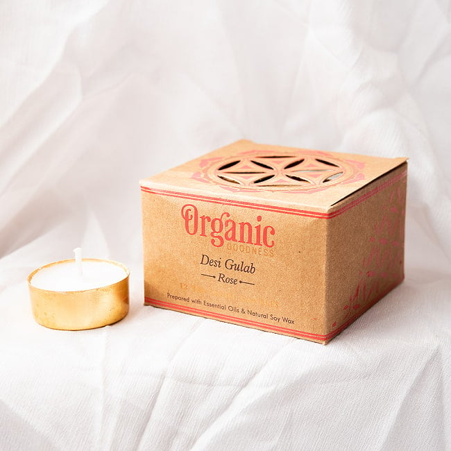 ランキング 11位:【12個入】ソイワックスのアロマキャンドル - Organic GOODNESS  Desi Gulab - Rose