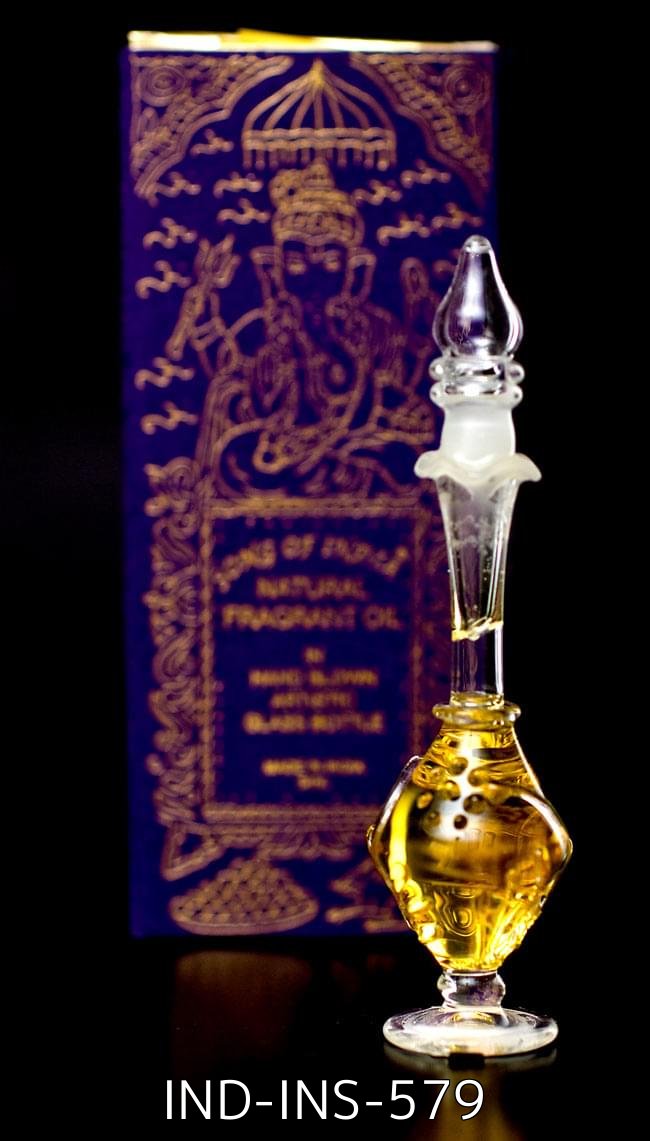 【送料無料・自由に選べる8個セット】【5ml】ナチュラルフレグランスオイル　　昔ながらの美しい吹きガラスボトル 7 - 【5ml】阿片の香り(Opium) - ナチュラルフレグランスオイル (IND-INS-582)の写真です