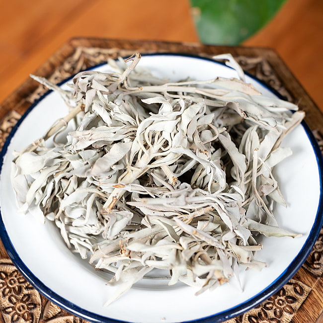 【メール便送料無料】カリフォルニア ホワイトセージ 無農薬 葉っぱ&枝付きバルク 50g スマッジング 浄化 4 - このくらいで50gです。結構沢山あります